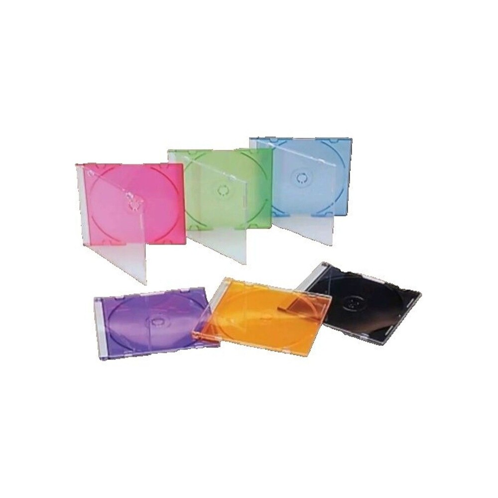 NEW Quill 5mm Slim Jewel Cases 50 Pack CD DVD Black/Clear Color Plastic Storage